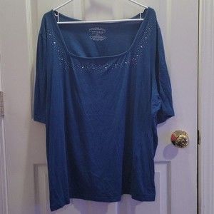 Venezia Lane Bryant Blue Top Square Neckline Size 26/28